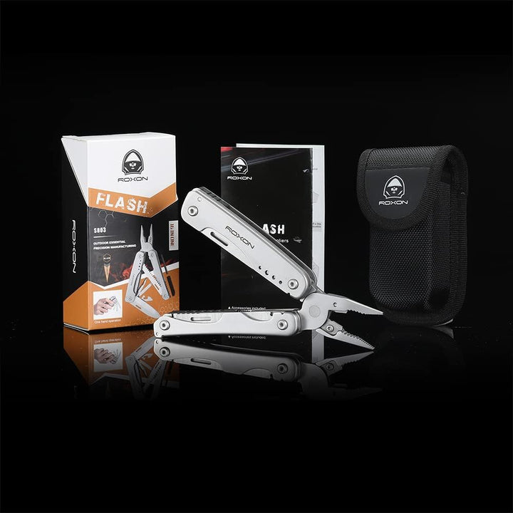 ROXON S803 Flash Multitool Zange Survival Tool Multi Tool mit Feuerstange, Outdoor Essential