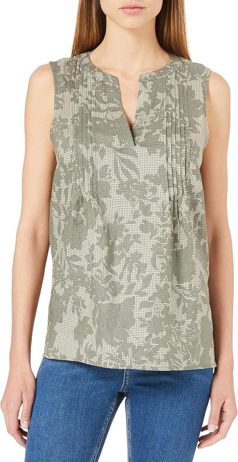 s.Oliver Damen 120.10.105.10.100.2100042 Bluse 46 Summer Khaki Aop, 46 Summer Khaki Aop