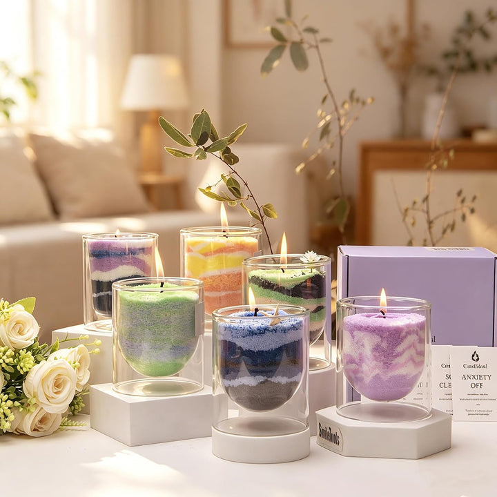 CandHeal Kerzensand mit Dochte &amp; Glas, Rose Pearled Candle | Romantik &amp; Wohlfühlen, 3-farbiger pflan