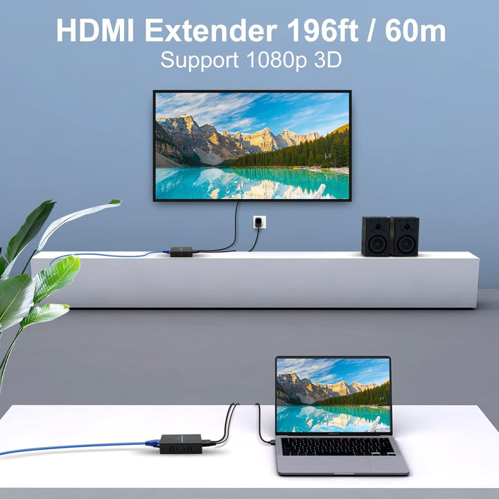 VEDINDUST HDMI Extender 1080p 60m (196ft) HDMI over Ethernet auf RJ45 Übertragung auf Cat5e Cat6 Cat