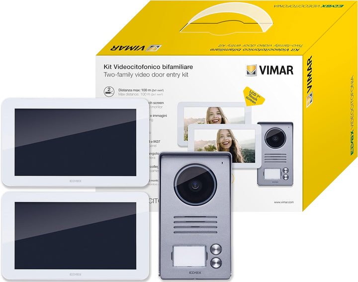 VIMAR K40916 Videosprechenalagen-Set enthält Freisprech-Touchscreen-Videohaustelefon LCD 7in 2-Taste