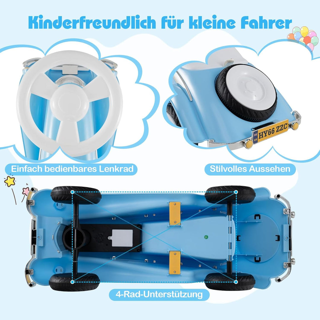 COSTWAY Rutschauto, klassisches Rutschfahrzeug mit Lenkrad & Hupe & LED-Scheinwerfer, Kinderfahrzeug
