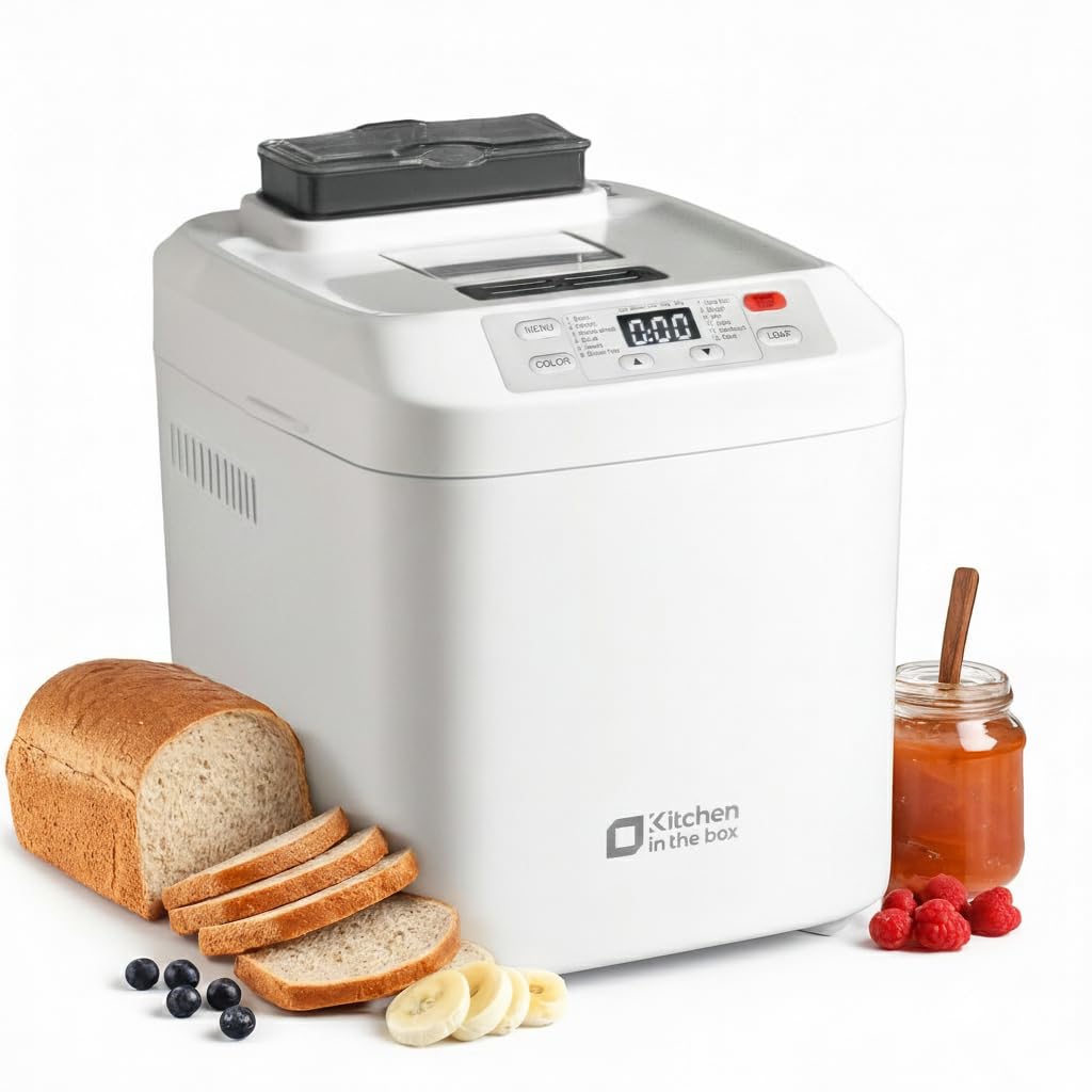 Kitchen in the box Brotbackautomat mit 12-in-1 Programmen, 2 Brotgrössen, 900g, Brotbackmaschine mit
