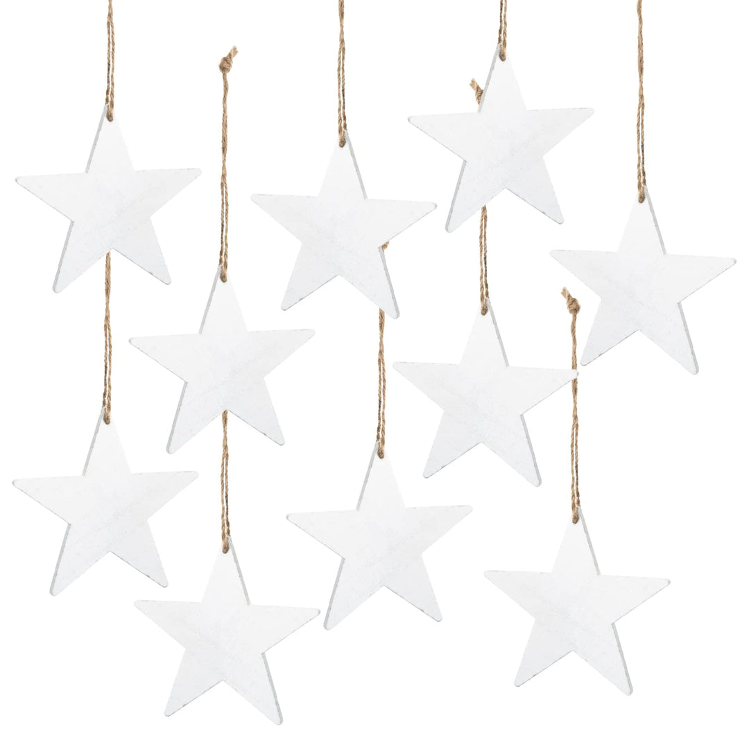 10 grosse Holzsterne weiss 15 cm zum Aufhängen – Weihnachtsdeko Sternanhänger aus Holz – Logbuch-Ver