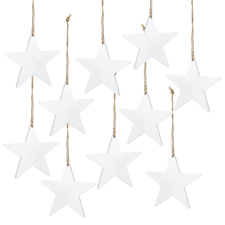 10 grosse Holzsterne weiss 15 cm zum Aufhängen – Weihnachtsdeko Sternanhänger aus Holz – Logbuch-Ver