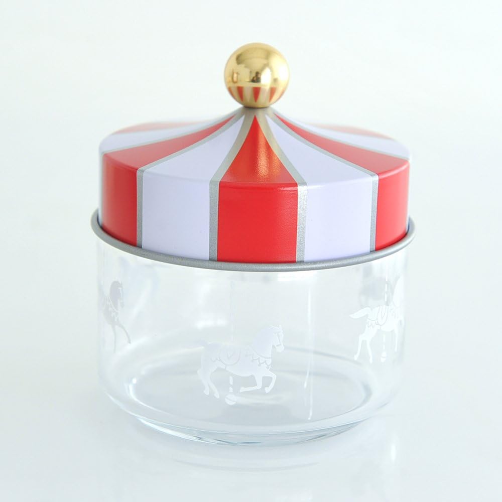 Alessi Circus MW30/50 - Küchengefäss für Design-Lebensmittel, in Screen-bedrucktes Glas mit Deckel i
