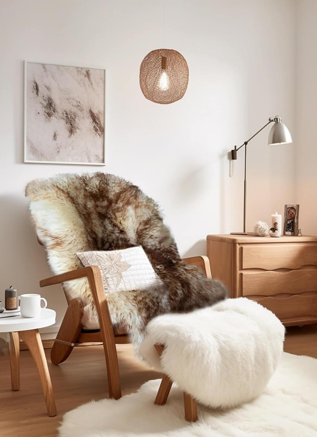 Hollert Lammfell - GEFLAMMT Merino Schaffell Läufer Echt Fell Dekoration Sitzunterlage Grösse 110-12