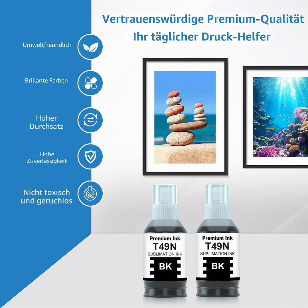 Kompatible T49N T49N1 (2 x 140ml) Sublimationstinte für SC23BK SC23C SC23M SC23Y Nachfülltinte für E