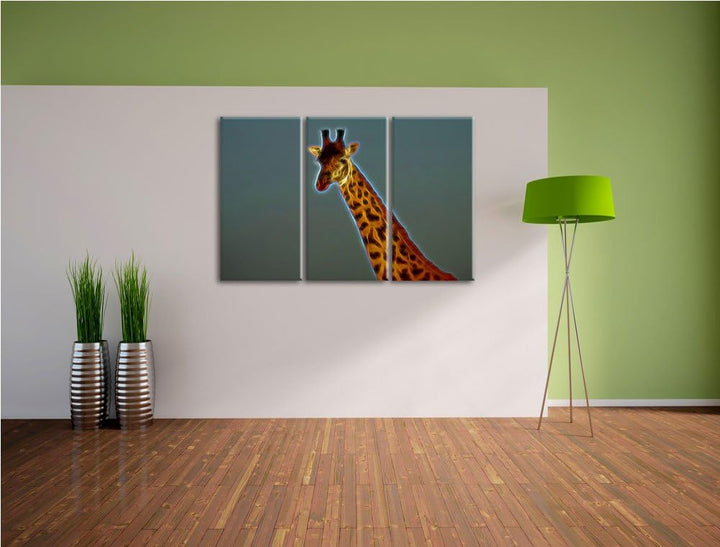 maiestätische Giraffe NewArt 3-Teiler Leinwandbild 120x80 Bild auf Leinwand, XXL riesige Bilder fert