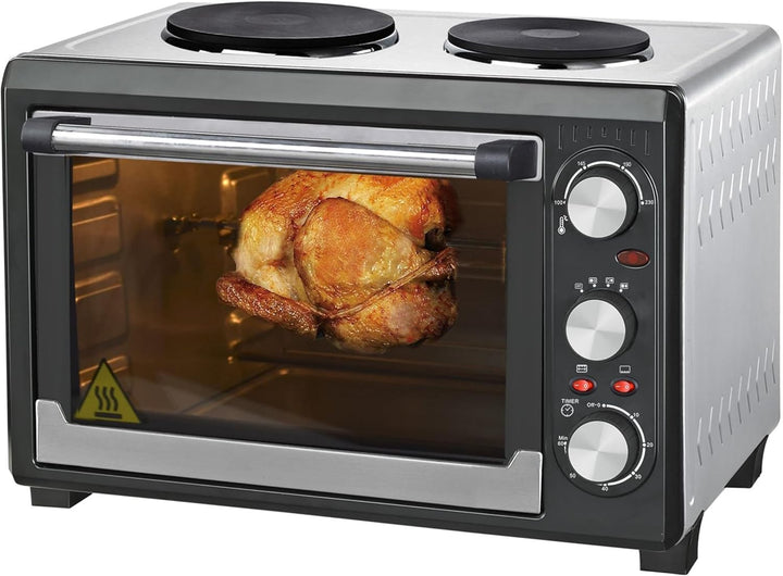 Syntrox 26 l Minibackofen 2 Kochplatten Etass | Kleinküche | Miniofen | Pizzaofen, für kleine Küchen