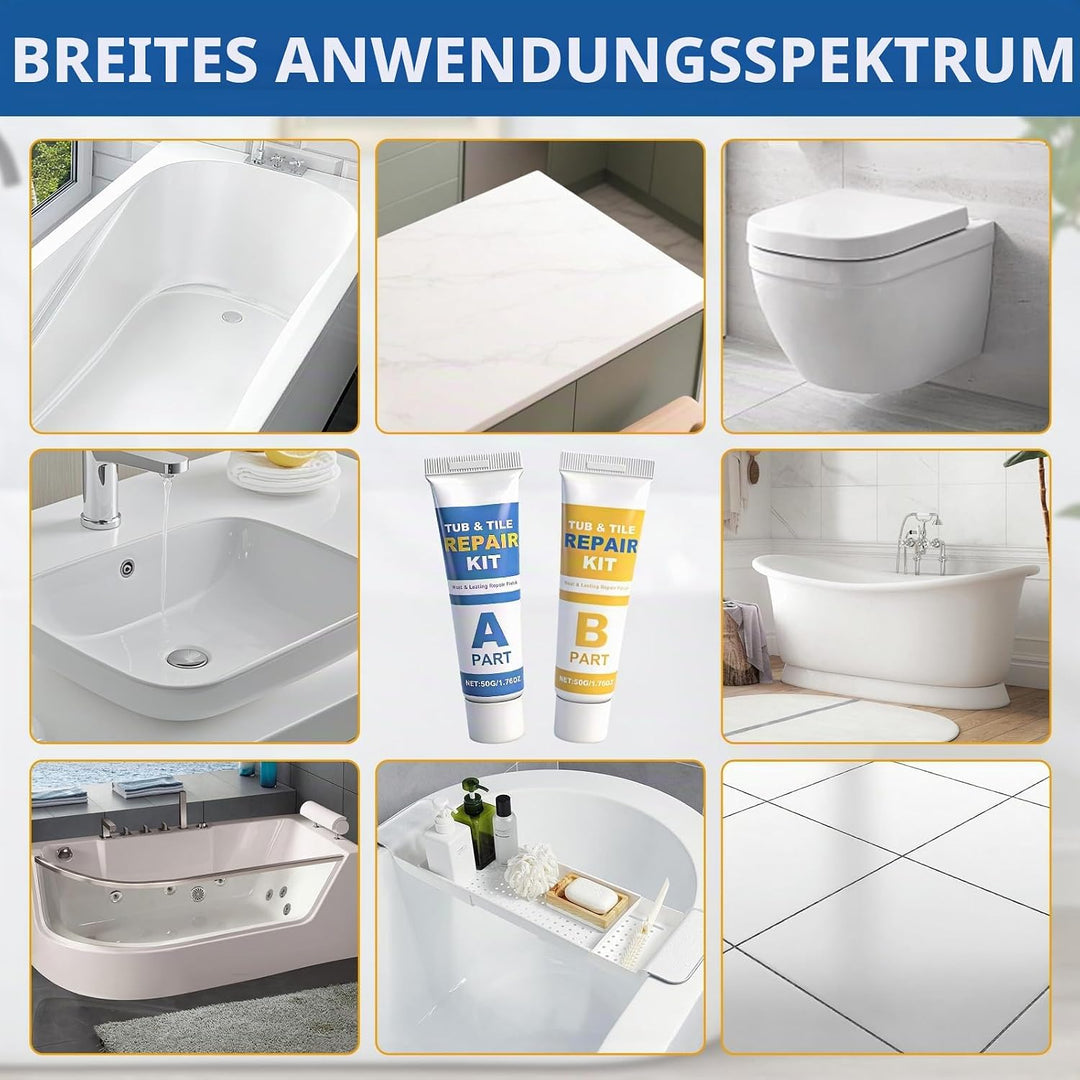 Fliesen Reparaturset, Badewannen Reparaturset Weiss, Wasserdichtes Keramik Reparaturset für Waschbec