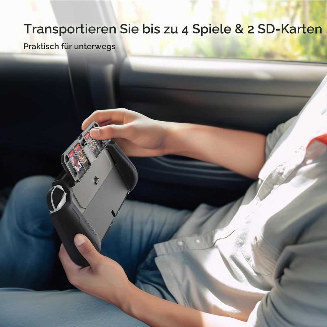 KIWIHOME Switch OLED Hülle mit Spiele Aufbewahrung im Flip Design, Dockbare Schutzhülle für Nintendo