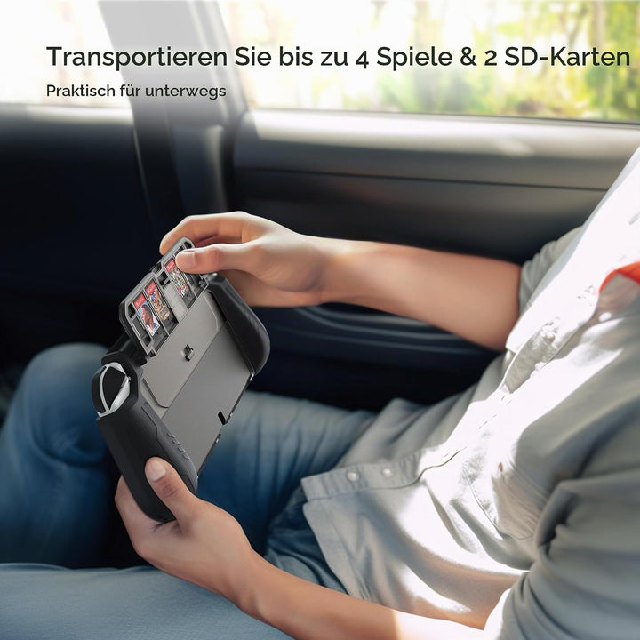 KIWIHOME Switch OLED Hülle mit Spiele Aufbewahrung im Flip Design, Dockbare Schutzhülle für Nintendo
