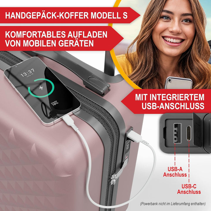 Onbest Premium Kofferset 4-TLG – Reisekoffer mit TSA-Lock, USB-Anschluss – Plus 1x Kofferwaage, 2X K