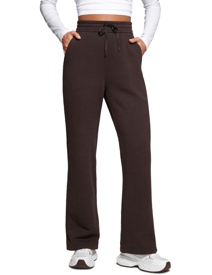 CRZ YOGA Damen Jogginghose Gefütterte Baumwolle Hohe Taille Joggers Soft Freizeithose Winter Lounge