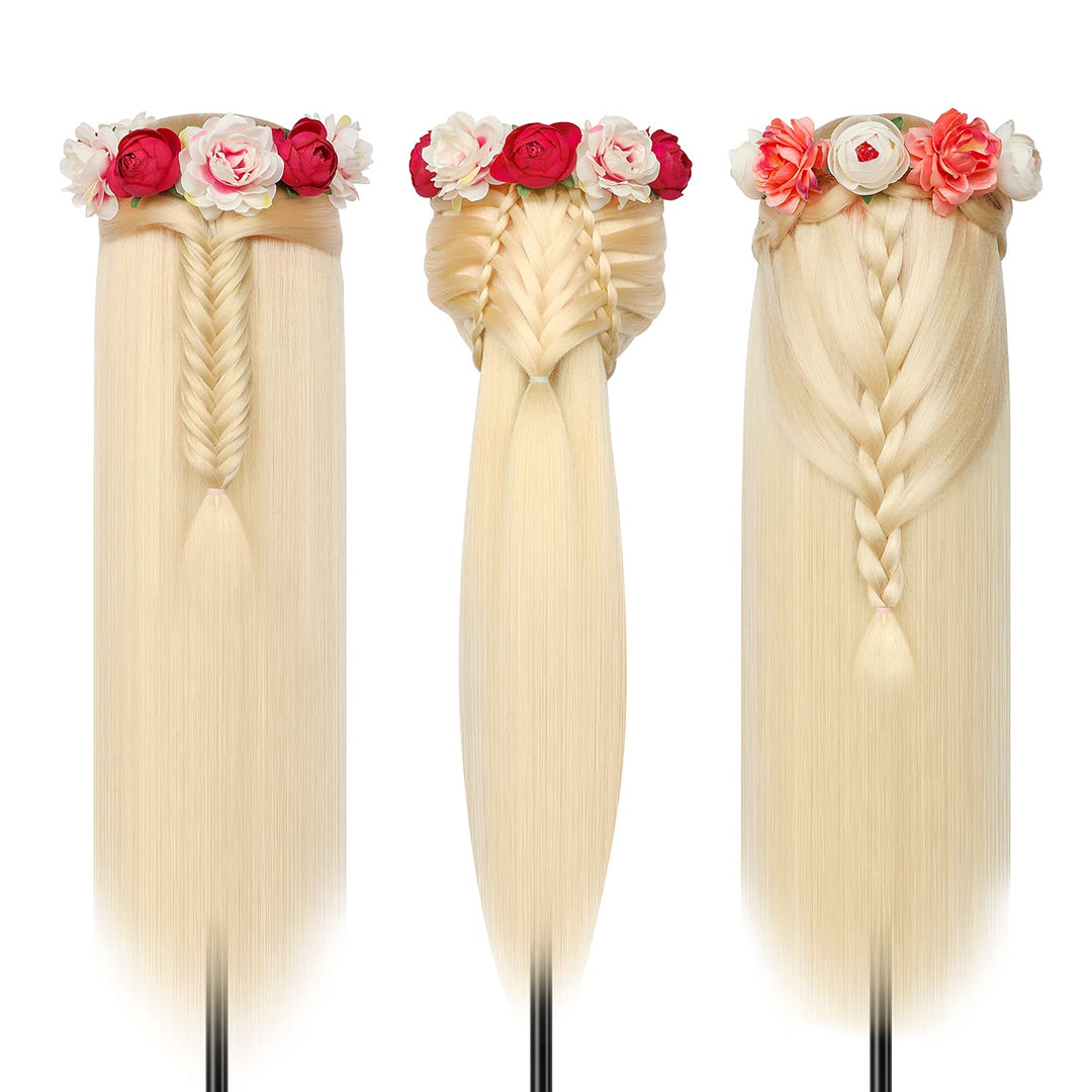 Trainingsköpfe, 28 inch Übungskopf Frisierkopf Friseur 100% Synthetikfaser-Haar Styling Kopf Frisier