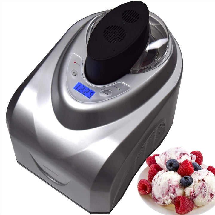 Syntrox Germany Eismaschine mit Kompressor-Frozen Yogurt-Milchshake Maschine-Flaschenkühler Gino Gel