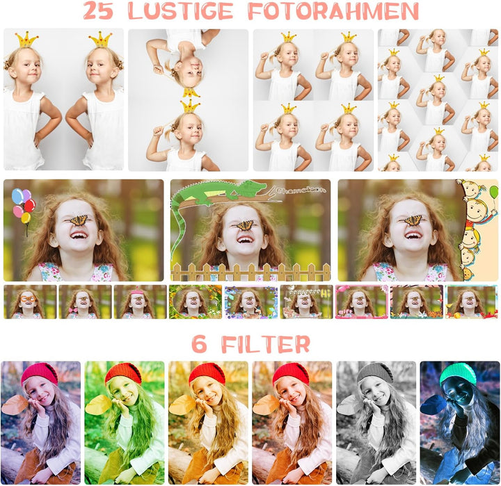 ARNSSIEN Digitalkamera für Kinder Kamera,2,4" IPS Kinderkamera mit 180°Flip | 1080P videokamera &amp; Se
