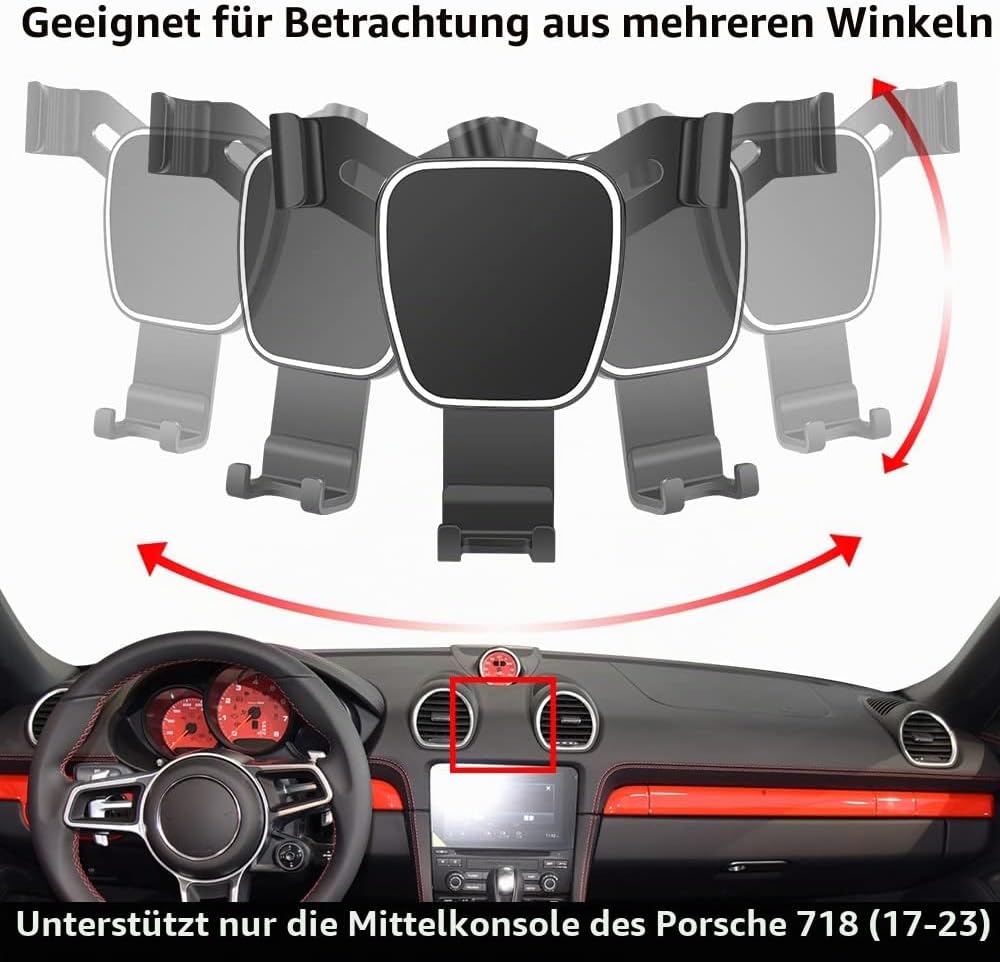 Kfz-Handyhalterung für 2017–2025 Porsche 718 Boxster Cayman, Autozubehör, Navigationshalter, Innende
