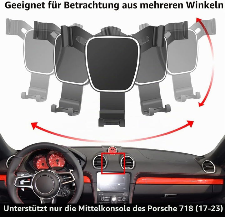 Kfz-Handyhalterung für 2017–2025 Porsche 718 Boxster Cayman, Autozubehör, Navigationshalter, Innende