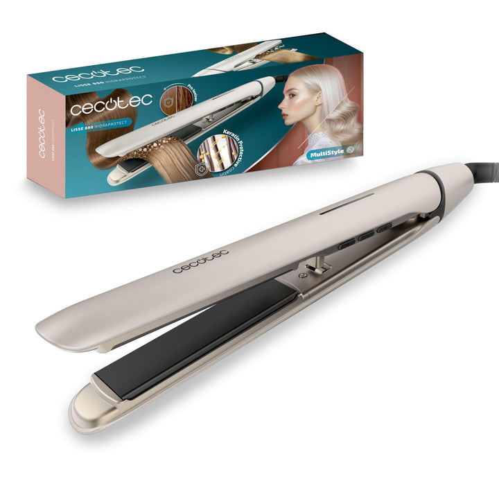 Cecotec Glätteisen für schmales Haar, Lisse 880 HidraProtect, 48 W, Turmalin, Keratin-Beschichtung u