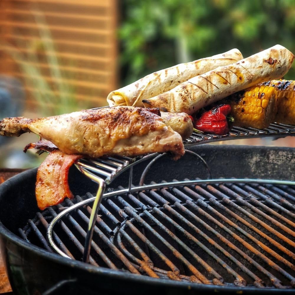 BBQ-Toro Edelstahl Warmhalterost rund | 54,5 x 25,5 x 7,5 cm | passend für Ø 57 cm Kugelgrill | Gril
