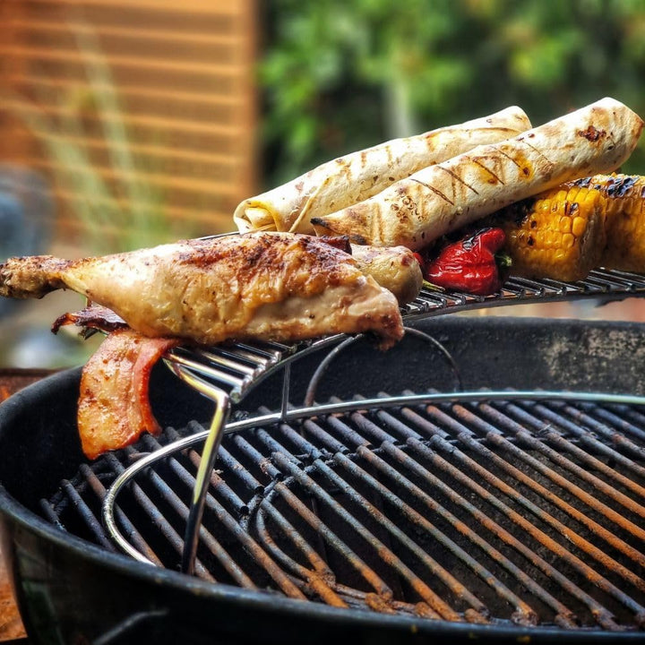 BBQ-Toro Edelstahl Warmhalterost rund | 54,5 x 25,5 x 7,5 cm | passend für Ø 57 cm Kugelgrill | Gril