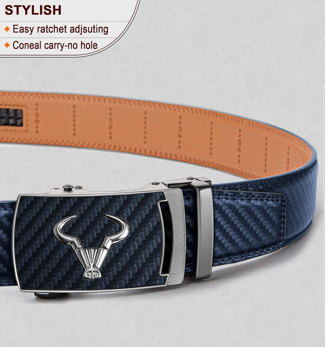 KEMISANT Gürtel Herren, Ratsche Gürtel Automatikschliesse Ledergürtel für Herren Business Anzug,Brei