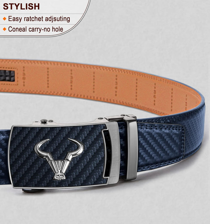 KEMISANT Gürtel Herren, Ratsche Gürtel Automatikschliesse Ledergürtel für Herren Business Anzug,Brei