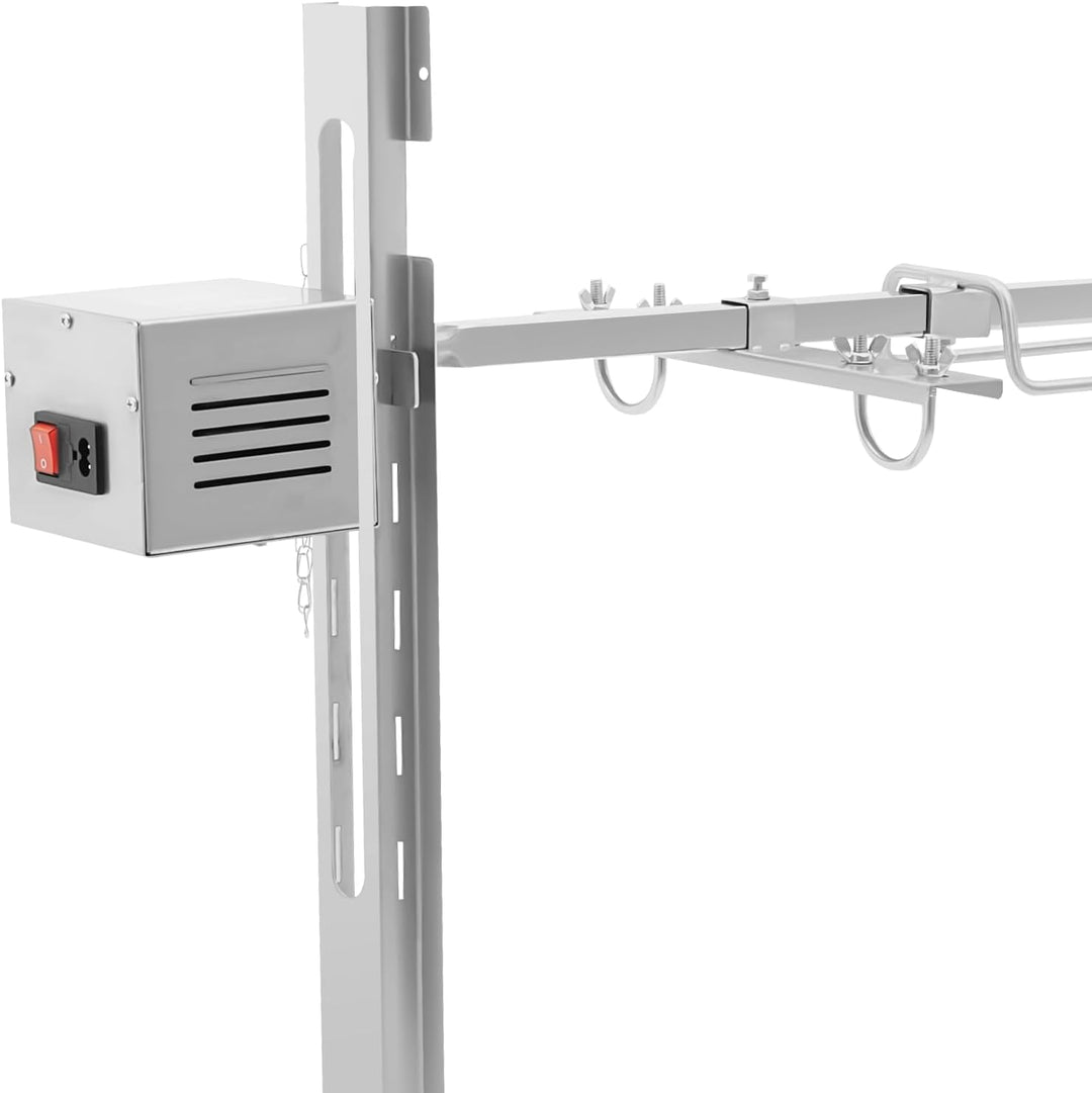 134cm Edelstahl Spanferkelgrill mit Motor, 40kg Tragfähigkeit Höhenverstellbarer Spiessgrill BBQ-Spi