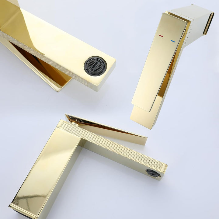 Wasserhahn Bad Gold Retro Waschtischarmatur Bad Gold Klassische Mischbatterie aus Messing für Badezi