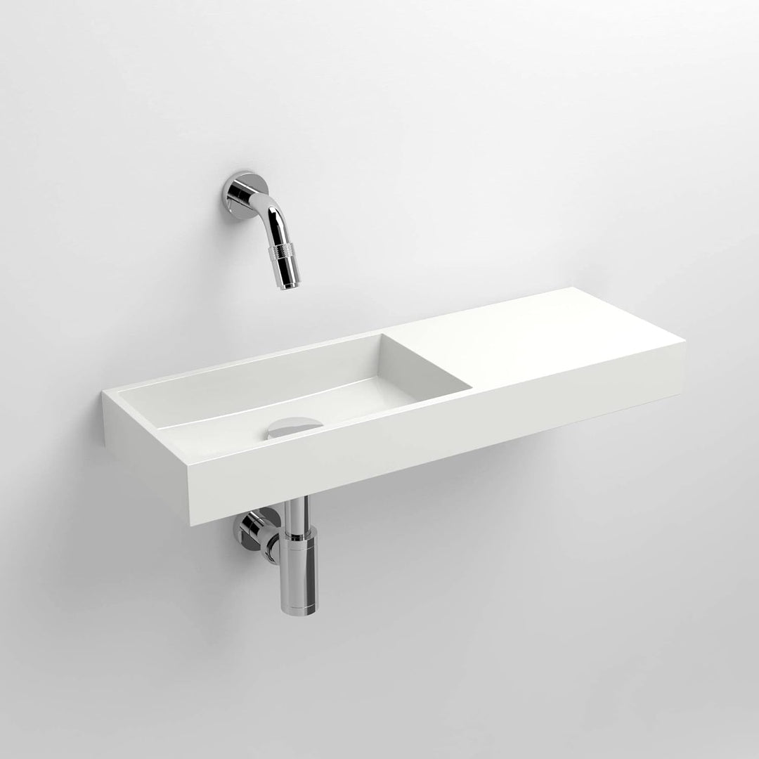 CLOU Mini Wash Me Waschbecken mit vorbereitetem Hahnloch 56x19x7 cm Weiss