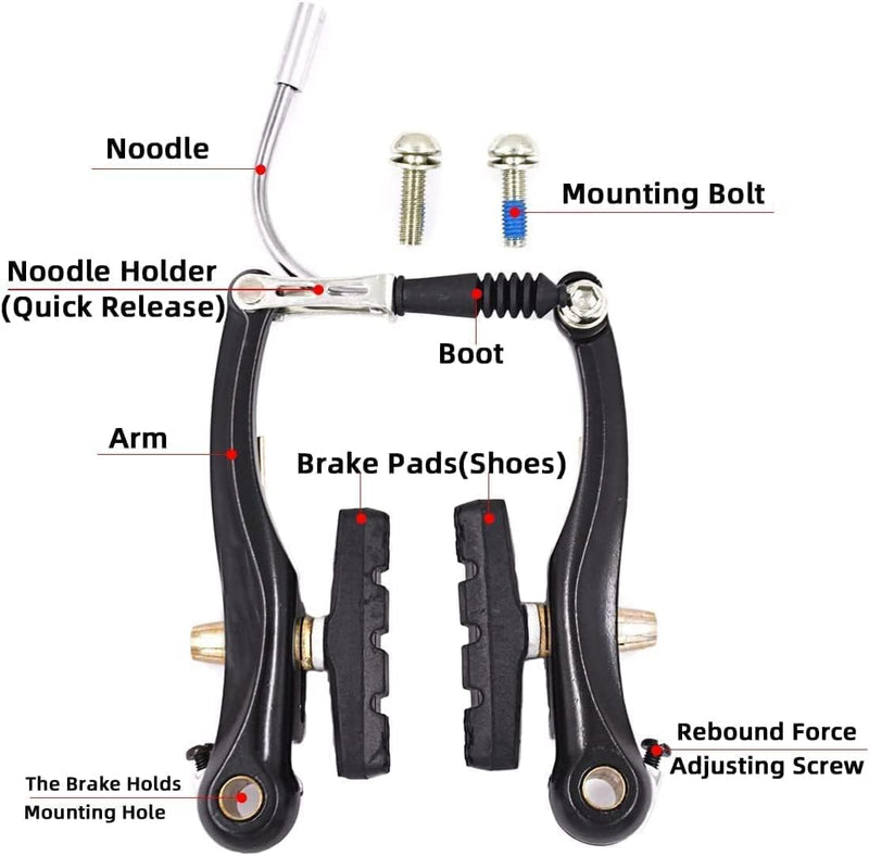 FOMTOR Fahrradbremsen Set V Brake Set, Fahrrad Bremsen Set, Fahrradbremsen mit Bremskabeln und Brems