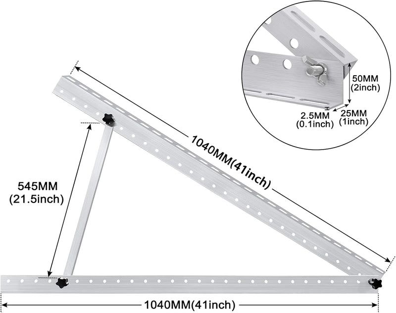 Aufun Solarmodul Halterung 104cm, 1 Paar Universal Solarpanel Halterung 41 zoll, Halterung Balkonkra