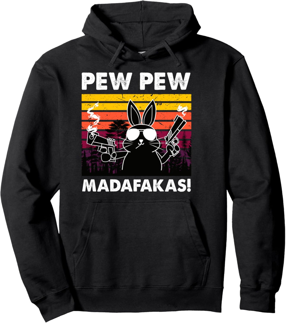 Pew Pew Madafakas Hase Damen Vintage Kaninchen Crazy Hasen Pullover Hoodie