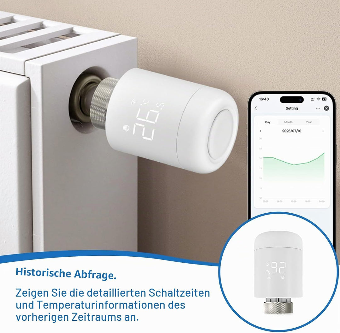 Smart Heizkörperthermostat, WiFi Thermostat Heizungsregler Heizungsthermostat mit App Steuerung&Spra