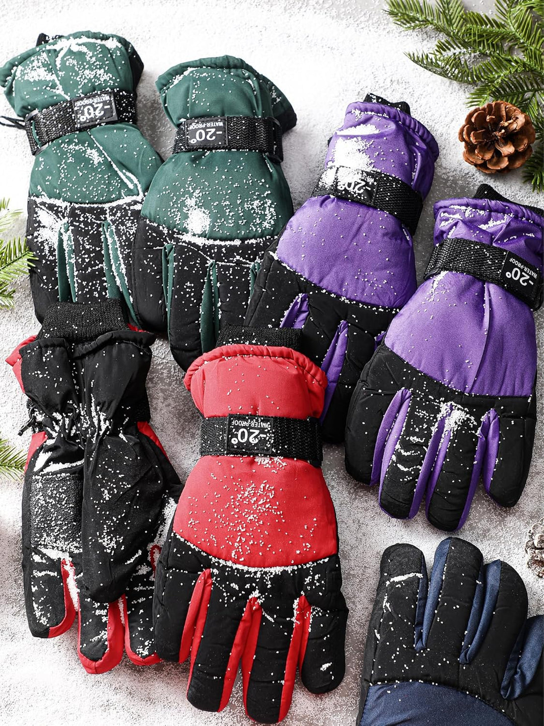 Bencailor 6 Paar Kinder Winter Handschuhe wasserdichte Kinder Ski Handschuhe Winddichte Warme Schnee