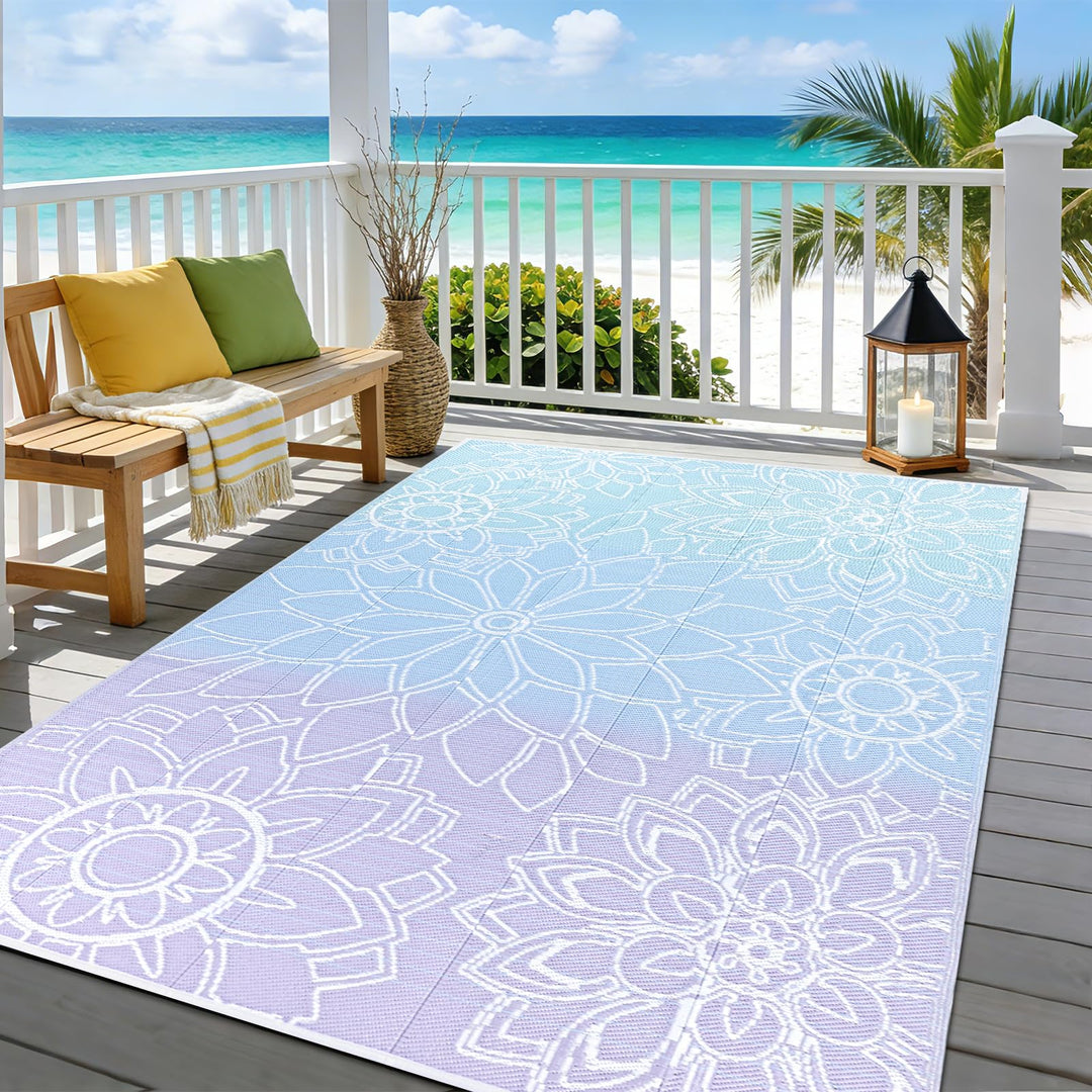 Wetterfest Wendbarer Outdoor Teppich (Bläulich-Violett, 180 x 270 cm) Bläulich-violett 180 x 270 cm,
