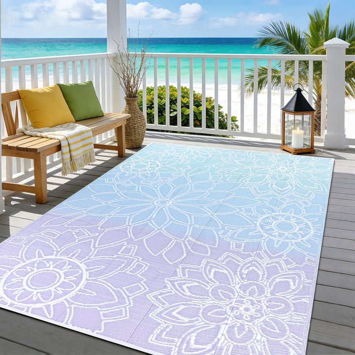 Wetterfest Wendbarer Outdoor Teppich (Bläulich-Violett, 180 x 270 cm) Bläulich-violett 180 x 270 cm,