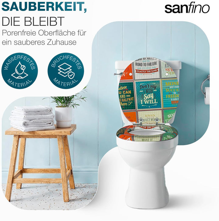 SANFINO® Premium WC Sitz mit Absenkautomatik – hochwertige Toilettendeckel aus Holz, viele bunte Mot