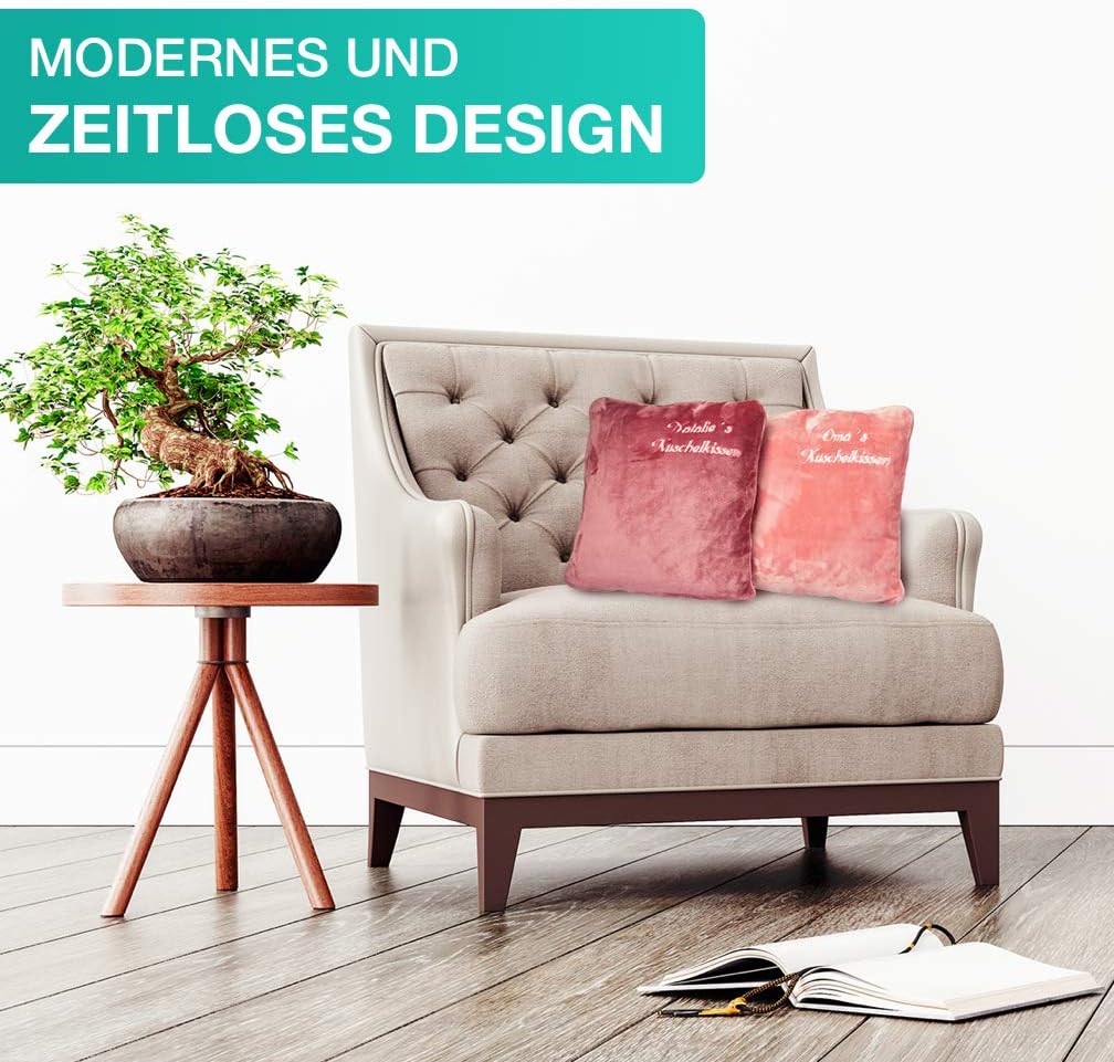 Kissen- Kuschelkissen mit Name Bestickt- 50 x 50 cm - Beere - Stickfarbe wählbar - Wunschtext indivi