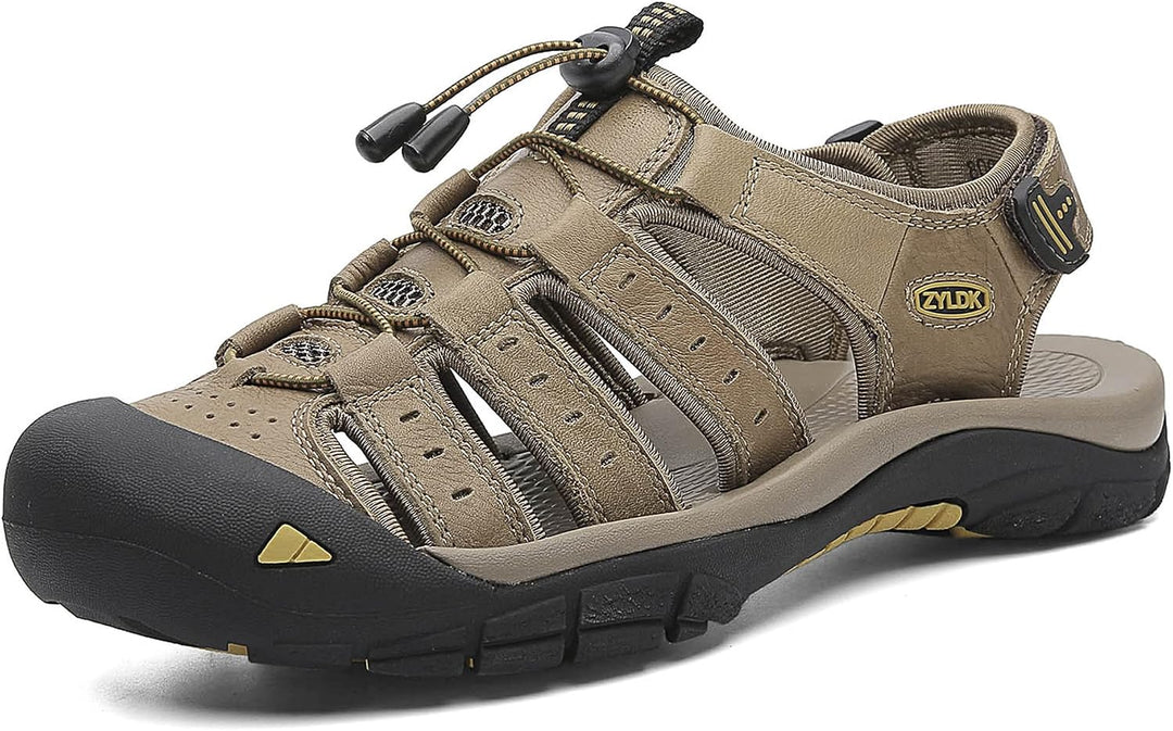 Herren Leder Sandalen Sport Outdoor Trekkingsandalen Atmungsaktive Leichte Wandersandalen Männer Som