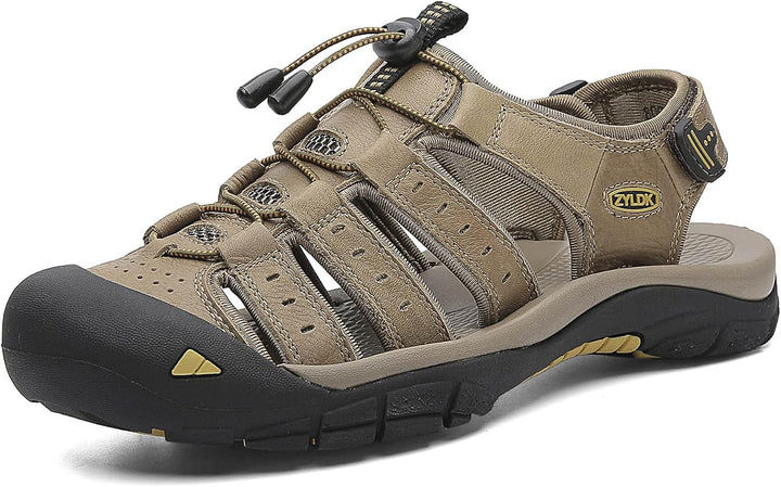Herren Leder Sandalen Sport Outdoor Trekkingsandalen Atmungsaktive Leichte Wandersandalen Männer Som