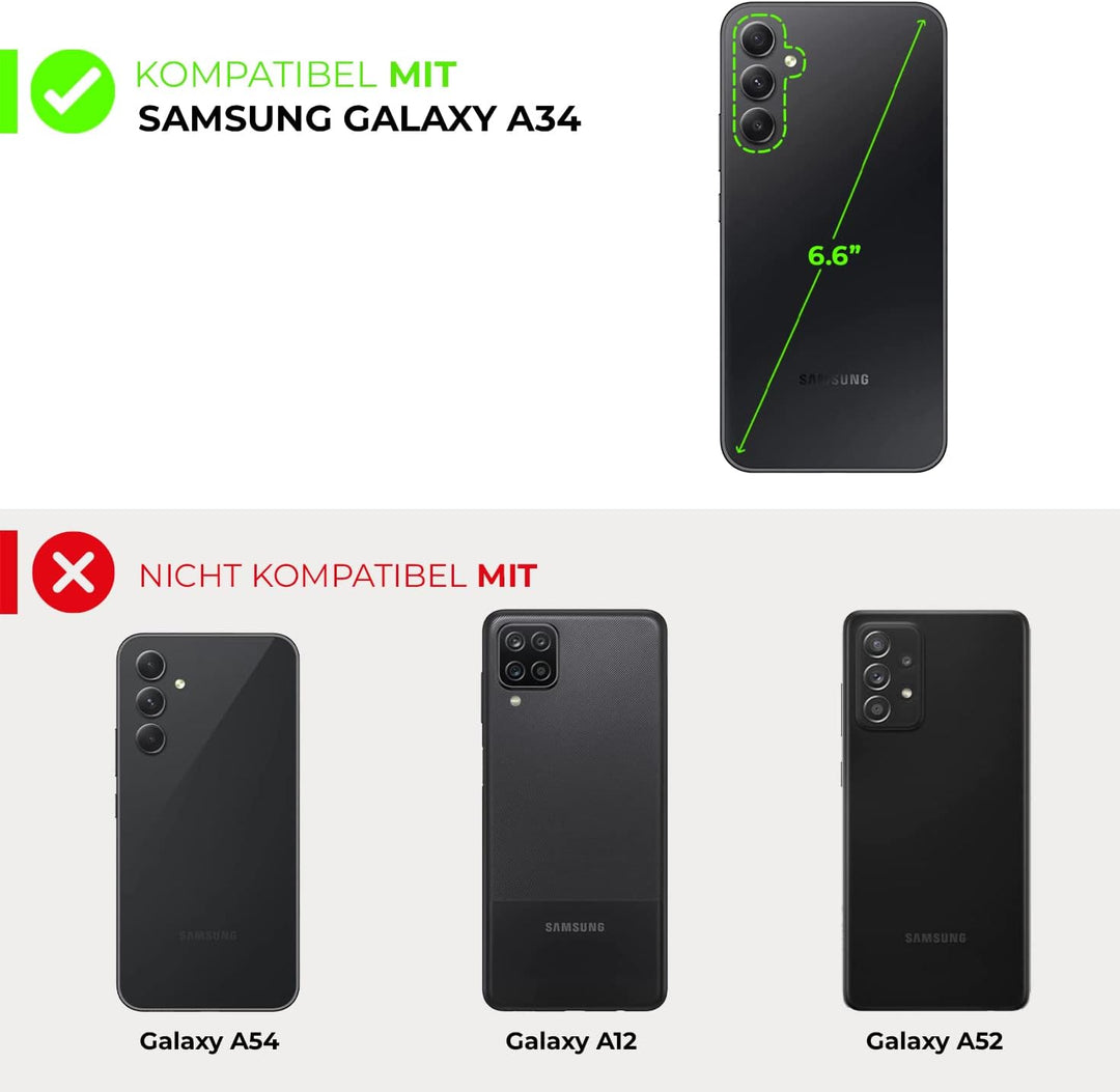 Snakehive Samsung Galaxy A34 Hülle Leder - Stylische Handyhülle mit Kartenhalter & Standfuss - Handy