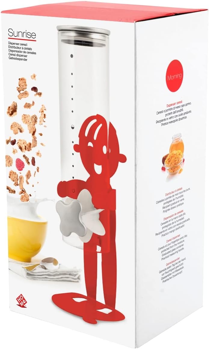 Home 9614603 Getreidespender Sunrise, Glas/Metall, Rot, Glas