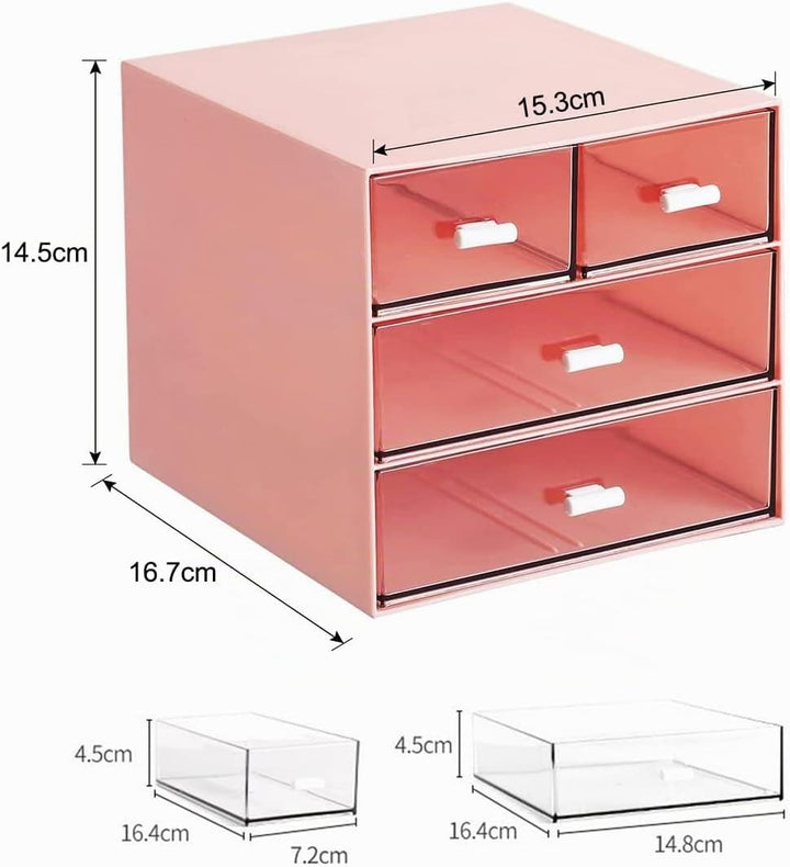 Schreibtisch-Aufbewahrung, Make-up-Aufbewahrungsbox mit 4 Schubladen, Kunststoff, Bürobedarf, Organi