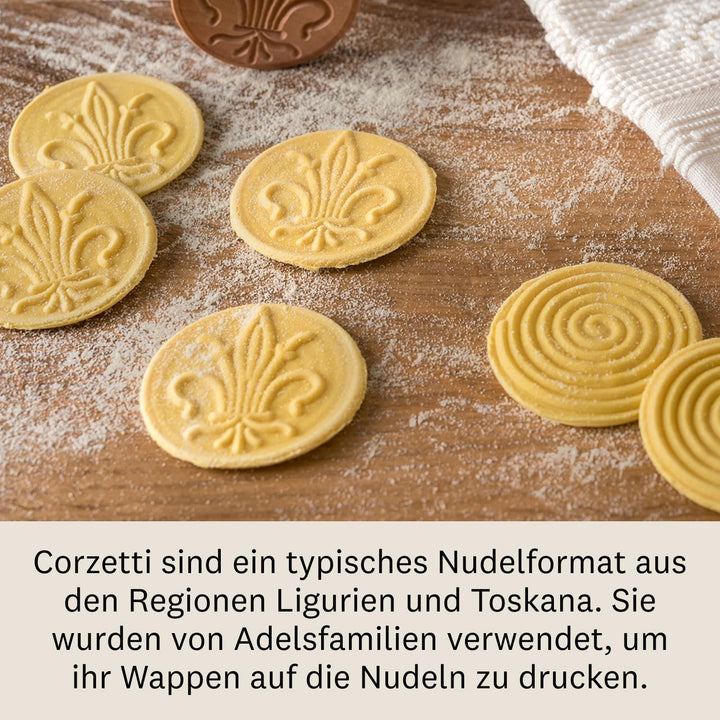 Marcato Corzetti-Stempel, Frische Pasta-Stempel, Lilienform, Massivholz, Hergestellt in Italien, Lil
