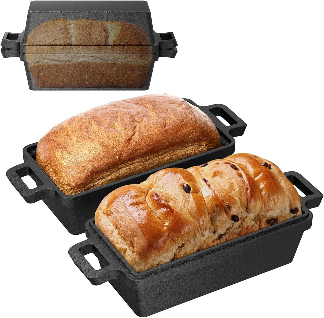 Gusseisen Brotbackform mit Deckel, 25cm Doppelohr Ideal für Ofen, Herd, Induktion &amp; Grill Europäisch