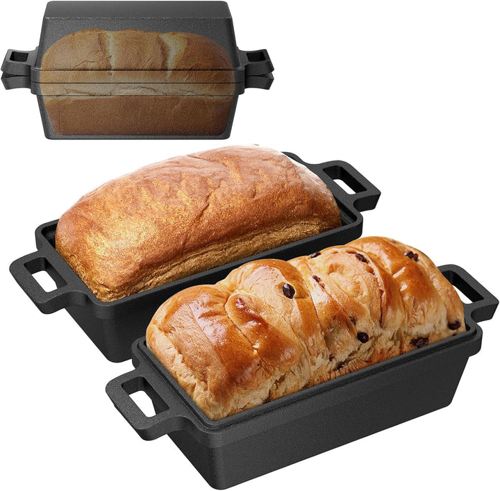 Gusseisen Brotbackform mit Deckel, 25cm Doppelohr Ideal für Ofen, Herd, Induktion &amp; Grill Europäisch