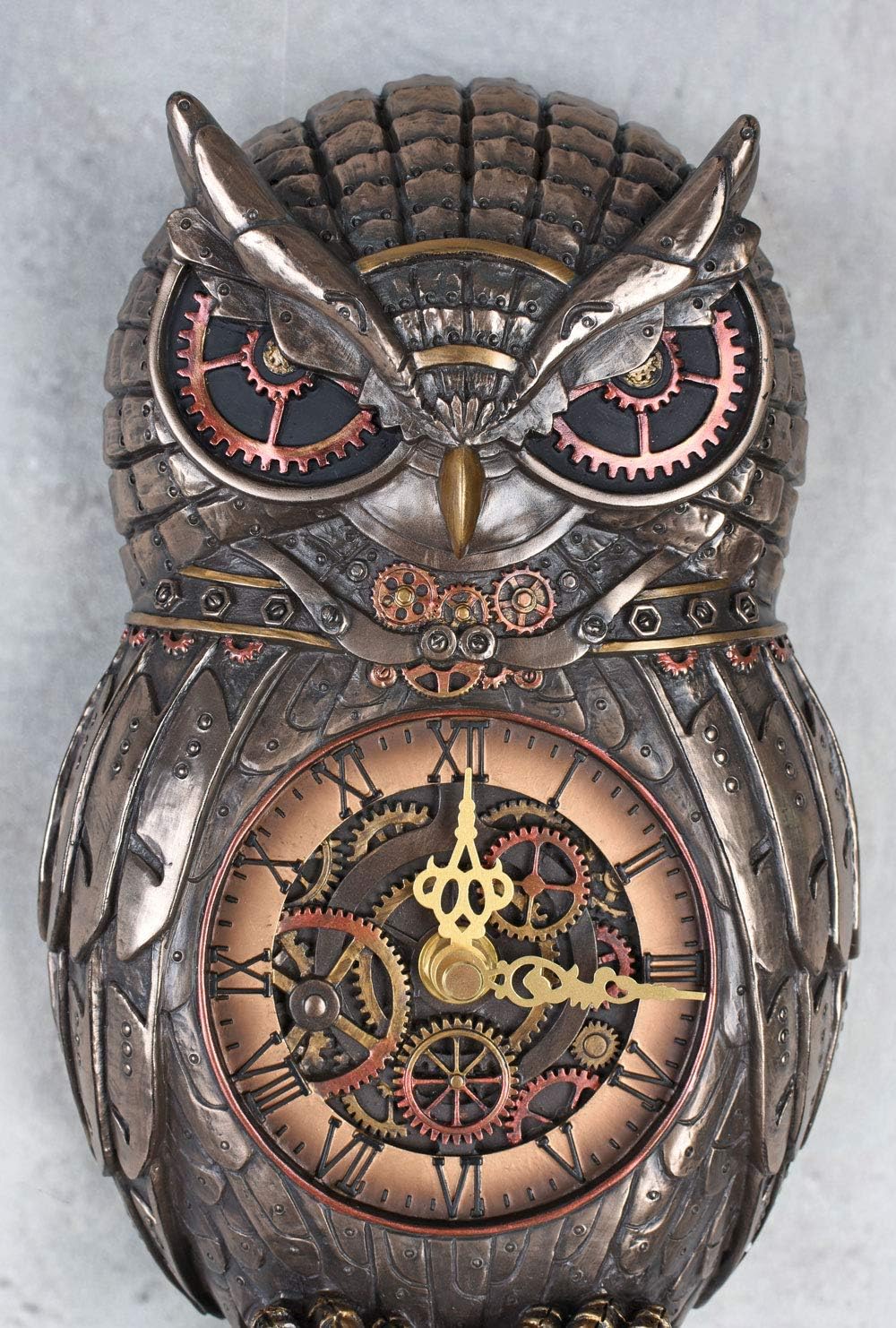 Steampunk Wanduhr Eule Dekouhr Braun Tierfigur Hängeuhr Uhr Uhu Wandfigur Vogel Figur wu77195a4 Pala